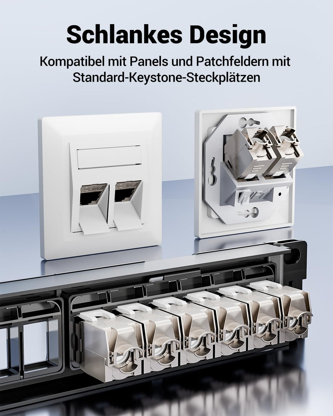 VCELINK 8x CAT7 Keystone RJ45 Modul Buchse, für LAN Kabel 10 Gbit/s bis 600 MHz AWG 22-24 &amp; PoE, Wer