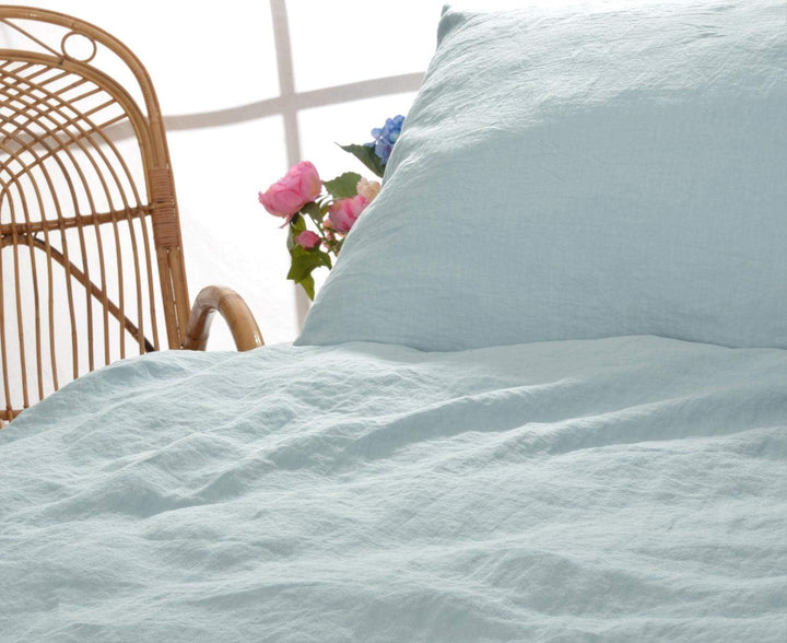 Wohnen &amp; Accessoires GmbH &amp; Co. KG Leinen-Bettwäsche Set Sintra 135x200cm + 40x80cm grau-blau 2tlg.
