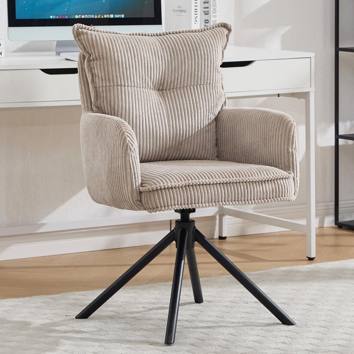 Ya-Home Modern Bürostuhl 360° drehbar mit Armlehnen Kordsamt, Grau, Grau