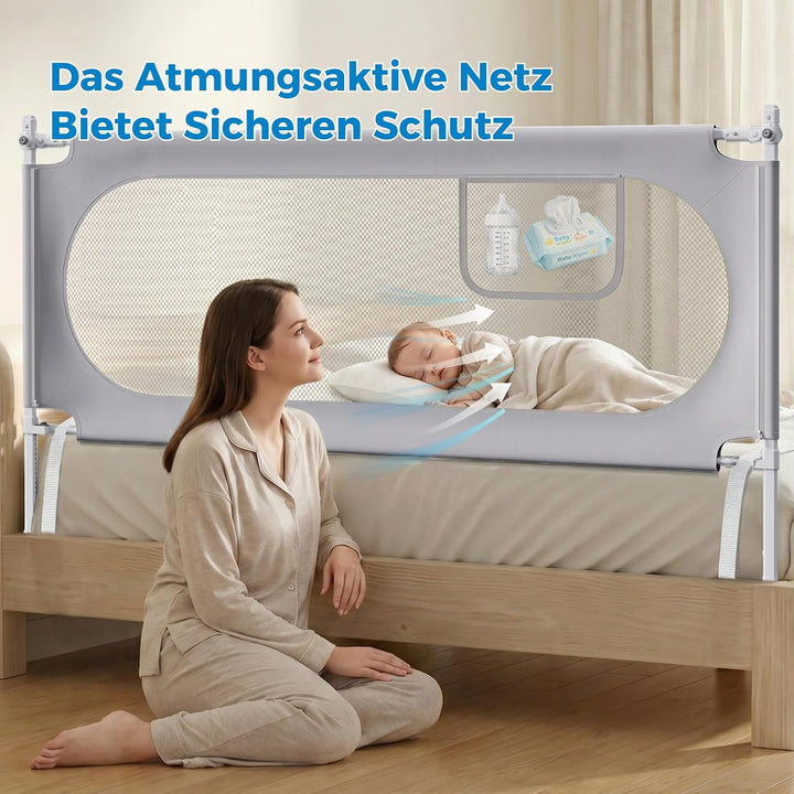 Rausfallschutz Bett 200cm, Höhenverstellbar Bettgitter Rausfallschutz 2m, 2m