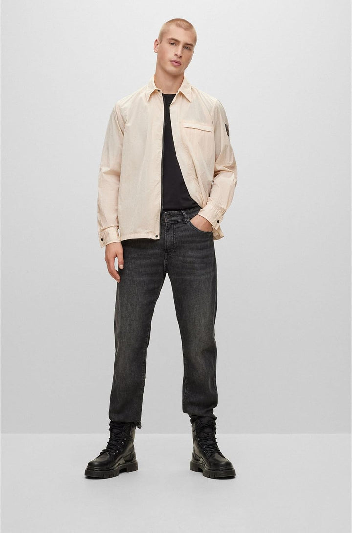 BOSS Herren Laio Oversized Overshirt mit verdecktem Reissverschluss L Open Beige290, L Open Beige290
