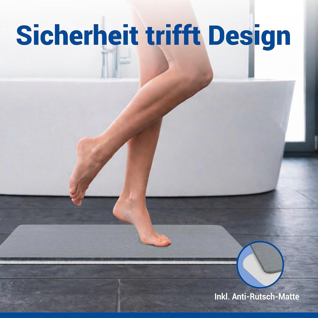 WENKO Badezimmervorlage Mod. Simi aus Kieselgur, hygienische Saunamatte rutschfest, natürlich und la