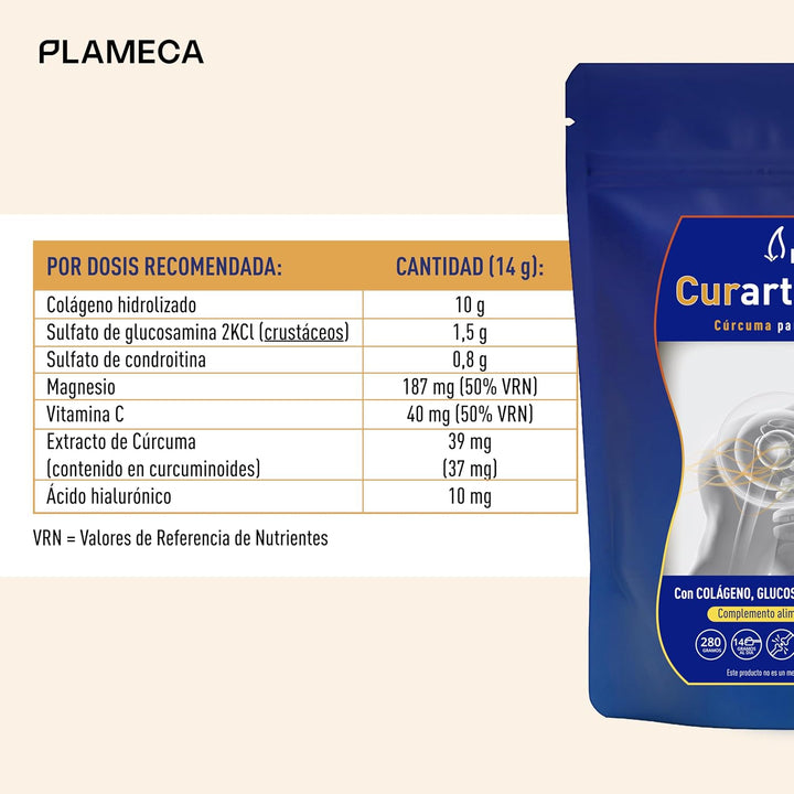 PLAMECA - Curarti Complex mit Kurkuma, Vitamin C, Magnesium und Proteinen, für Haut, Knochen, Muskel