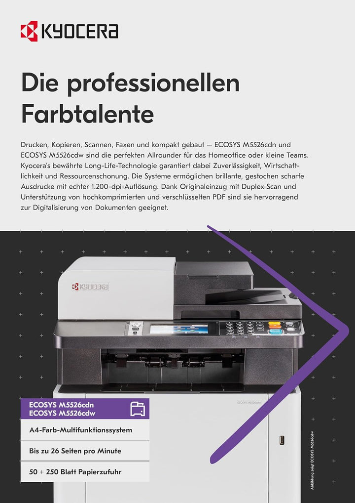 Kyocera Ecosys M5526cdn Farblaser Multifunktionsgerät: Drucker Scanner Kopierer, Faxgerät. Multifunk