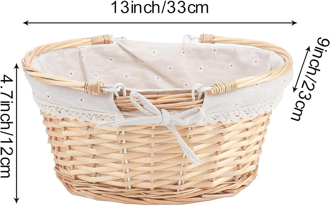 ZOENHOU 2 Stück Picknickkorb aus Weide, Handgewebt, 33x23x12cm Weidenkorb Picknickkorb, mit klappbar