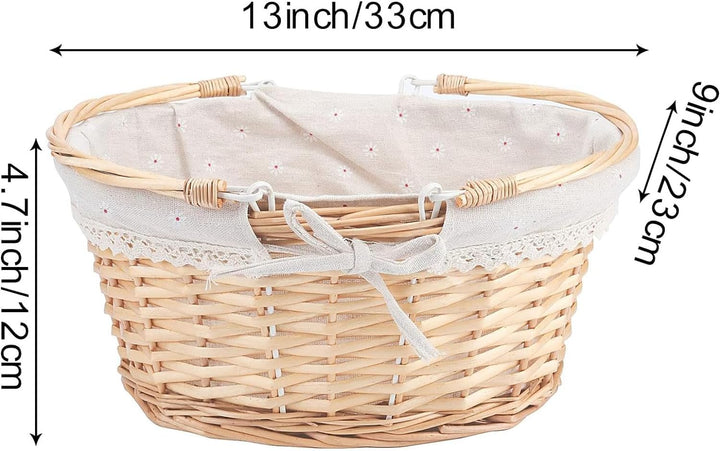 ZOENHOU 2 Stück Picknickkorb aus Weide, Handgewebt, 33x23x12cm Weidenkorb Picknickkorb, mit klappbar