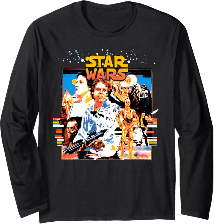 Star Wars Group Shot Retro Painted Movie Langarmshirt