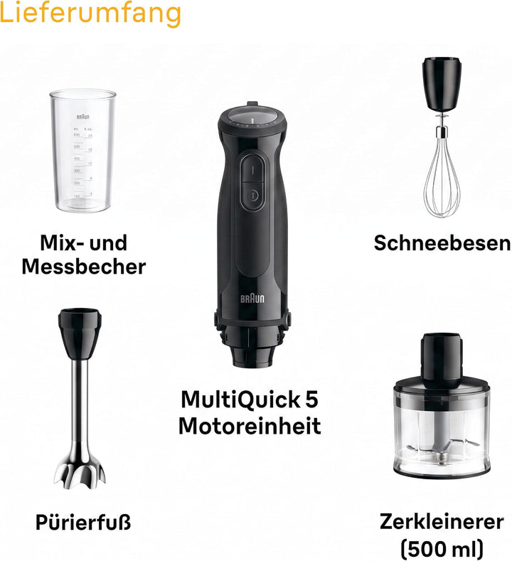 Braun MultiQuick 5 - Stabmixer 21 Geschwindigkeitsstufen, 1000W, Schwarz