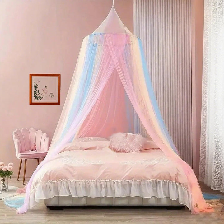 Mädchen Bett Baldachin Prinzessin Regenbogen Niedliches Atmungsaktives | Spielzelt und Schlafzimmerd
