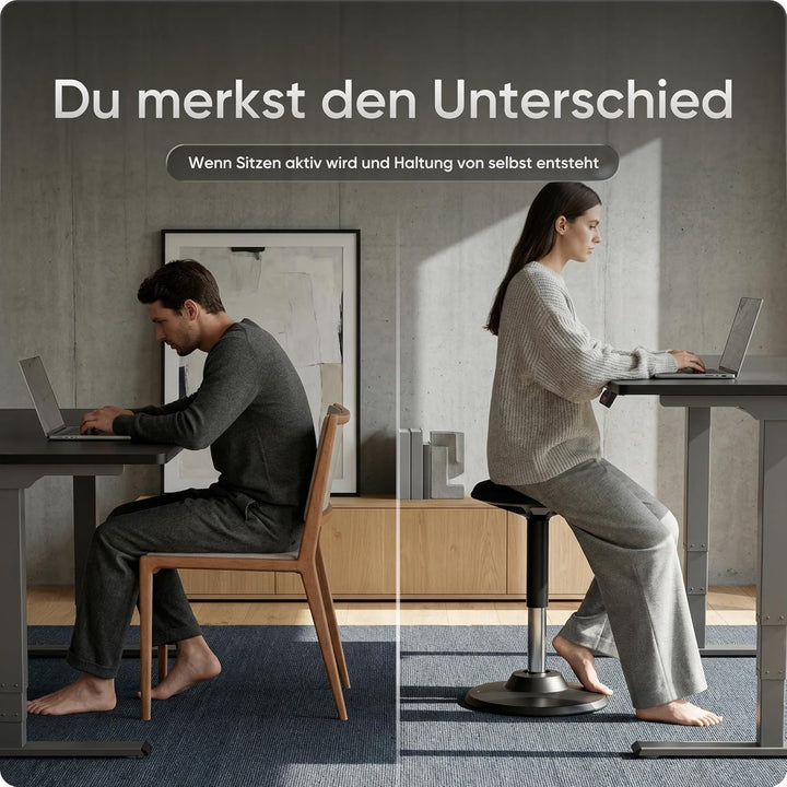 Motion Sitzhocker - Stehhocker höhenverstellbar, ergonomischer Hocker bis 140kg mit CushCloud-Polste