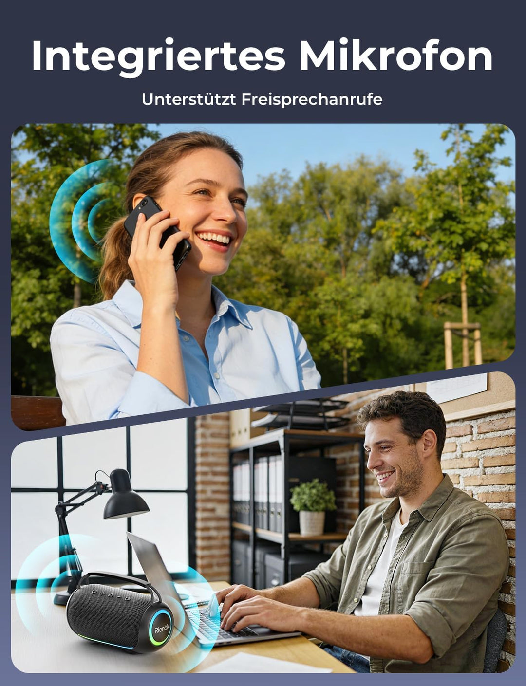 RIENOK Bluetooth Lautsprecher gross,Musikbox 80W, 30 Std. Laufzeit,IPX6 Lautsprecher, Bluetooth Box