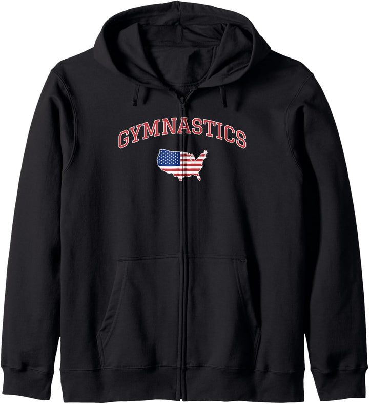 Gymnastics Text Arch USA Outline Flag Fill Kapuzenjacke