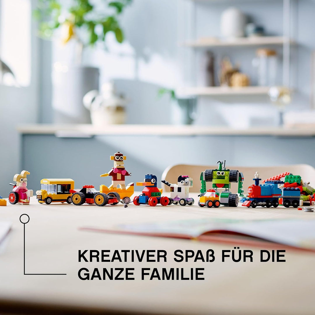 LEGO 11014 Classic Steinebox mit Rädern, Bausteine für Kinder, Spielzeug ab 4 Jahren, mit Spielzeuga