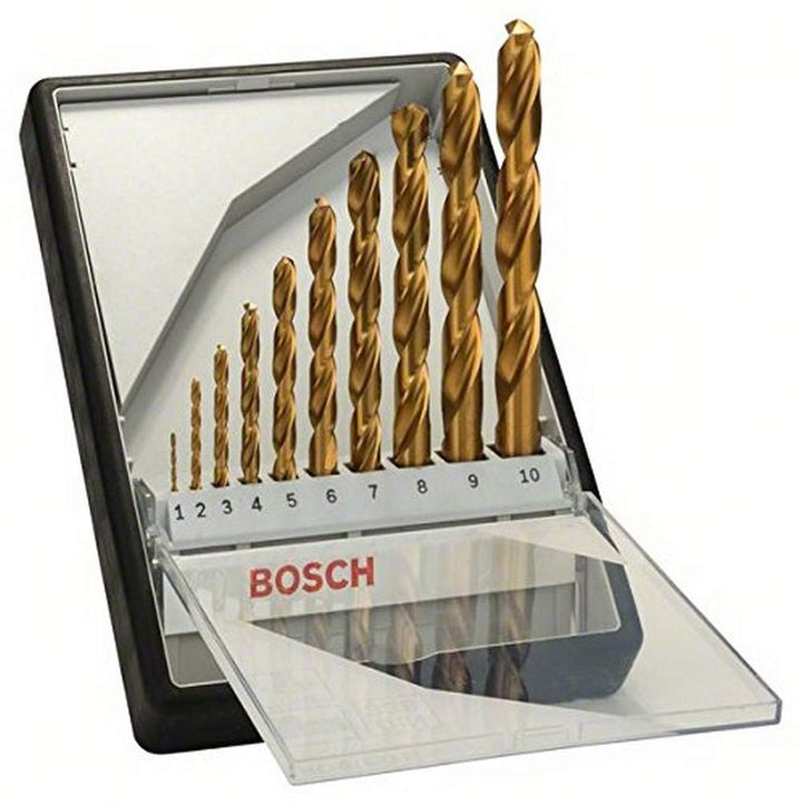 Bosch Professional 10tlg. Metallbohrer-Set HSS-TiN Robust Line Durchmesser: 1.0 - 10.0, Durchmesser: