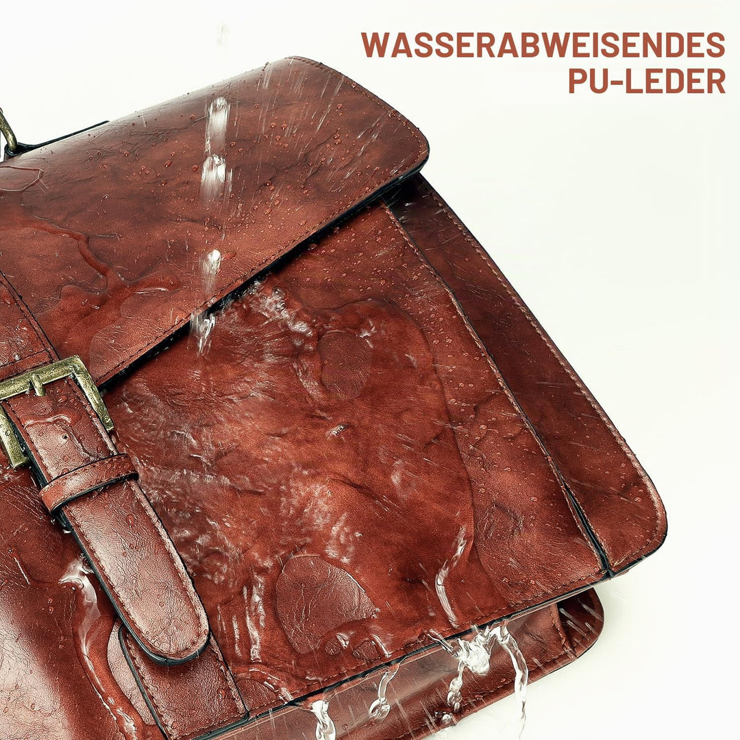 ESTARER Aktentasche Herren PU Leder Arbeitstasche Gross 15.6 Zoll Laptop Umhängetasche für Arbeit, B