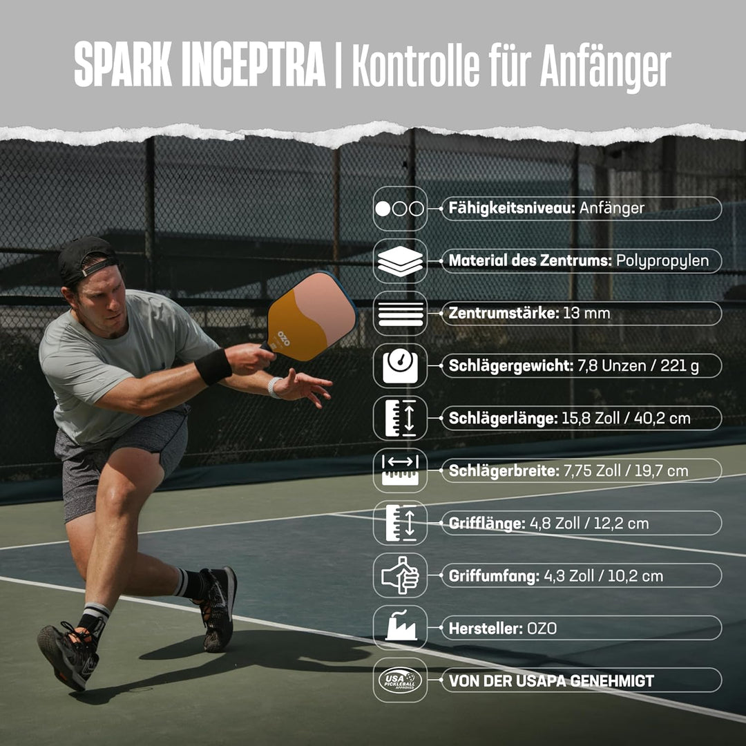 OZO Pickleball Kontroll Schläger für Anfänger Beginner Control Strawberry &amp; Melon, Beginner Control