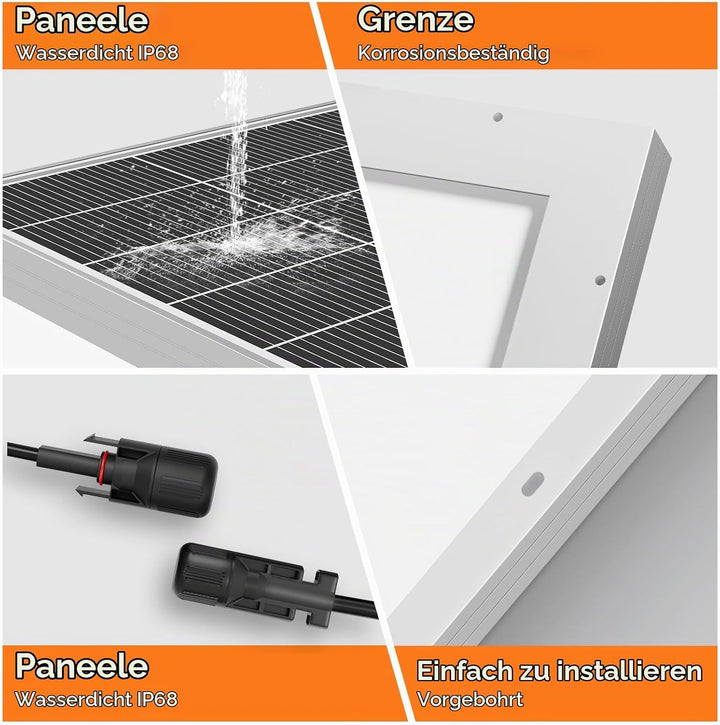 18BB 220Watt Solarpanel, N-Type 12 V 220W Solarmodul, Hocheffiziente Monokristalline PV-Module, IP68