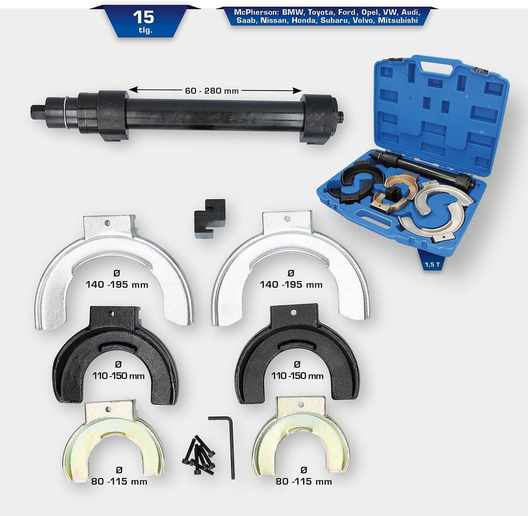 BRILLIANT TOOLS BT651150 Federspanner-Satz | 15-tlg. [Powered by KS TOOLS]