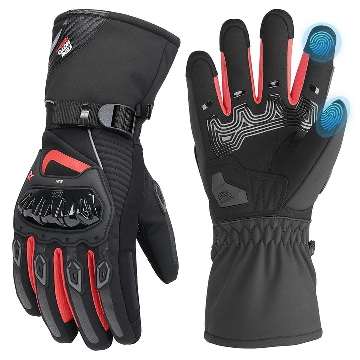ISSYZONE Winter Motorradhandschuhe, Motorrad Handschuhe Winter, geprüfte Motorradhandschuhe Herren,