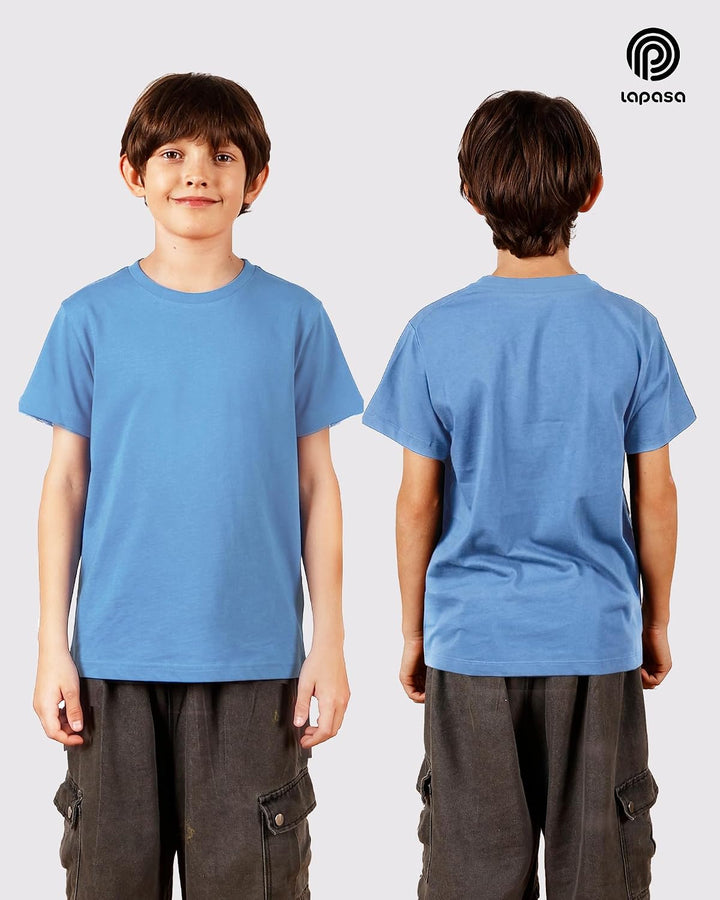LAPASA Kinder T Shirt 100% Baumwolle 4er Pack Unisex 3-13 Jahre/ 95-165 Jungen Jungs Sport Tshirt K0