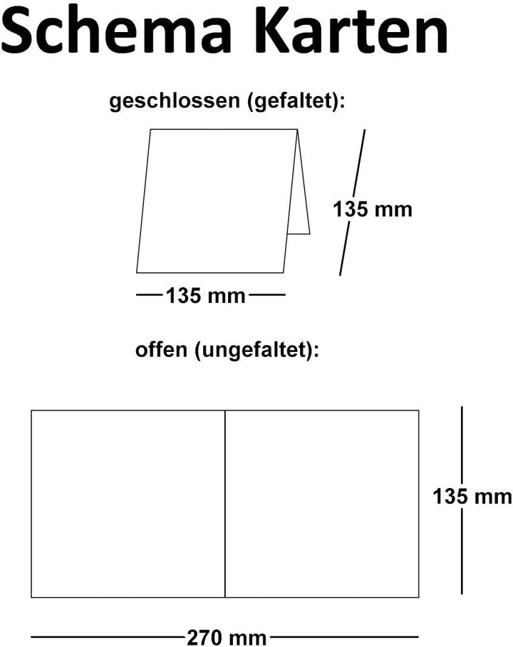 NEUSER PAPIER 100x Kraftpapier-Karten Set quadratisch 13,5 x 13,5 cm mit Brief-Umschlägen &amp; Einlege-