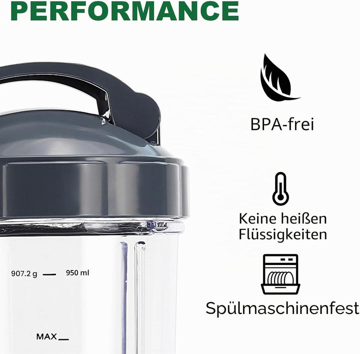 5 Stück Mixer-Ersatzteile Extraktorklinge und 900 ml Becher für NutriBullet 600 W und 900 W Serie, i