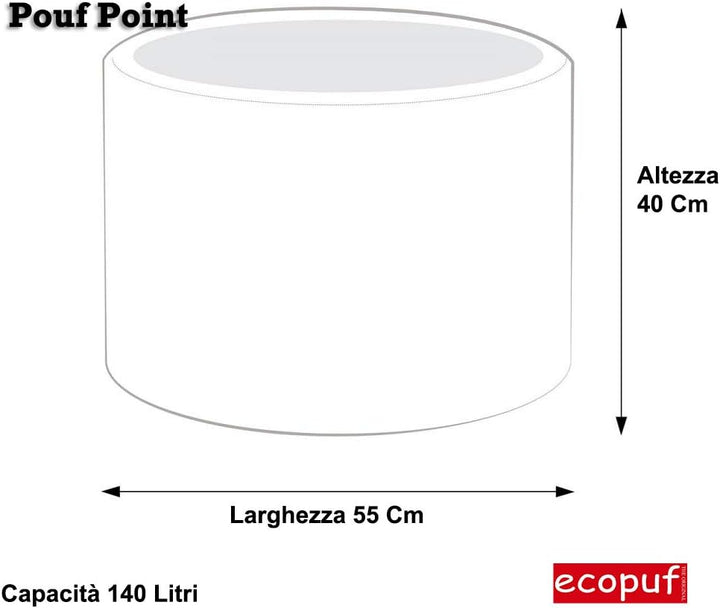 Ecopuf® Point SitzpoufZylinder Hocker Kunstleder Sitzhocker voll mit Styroporkugeln - Puff 55x40cm R