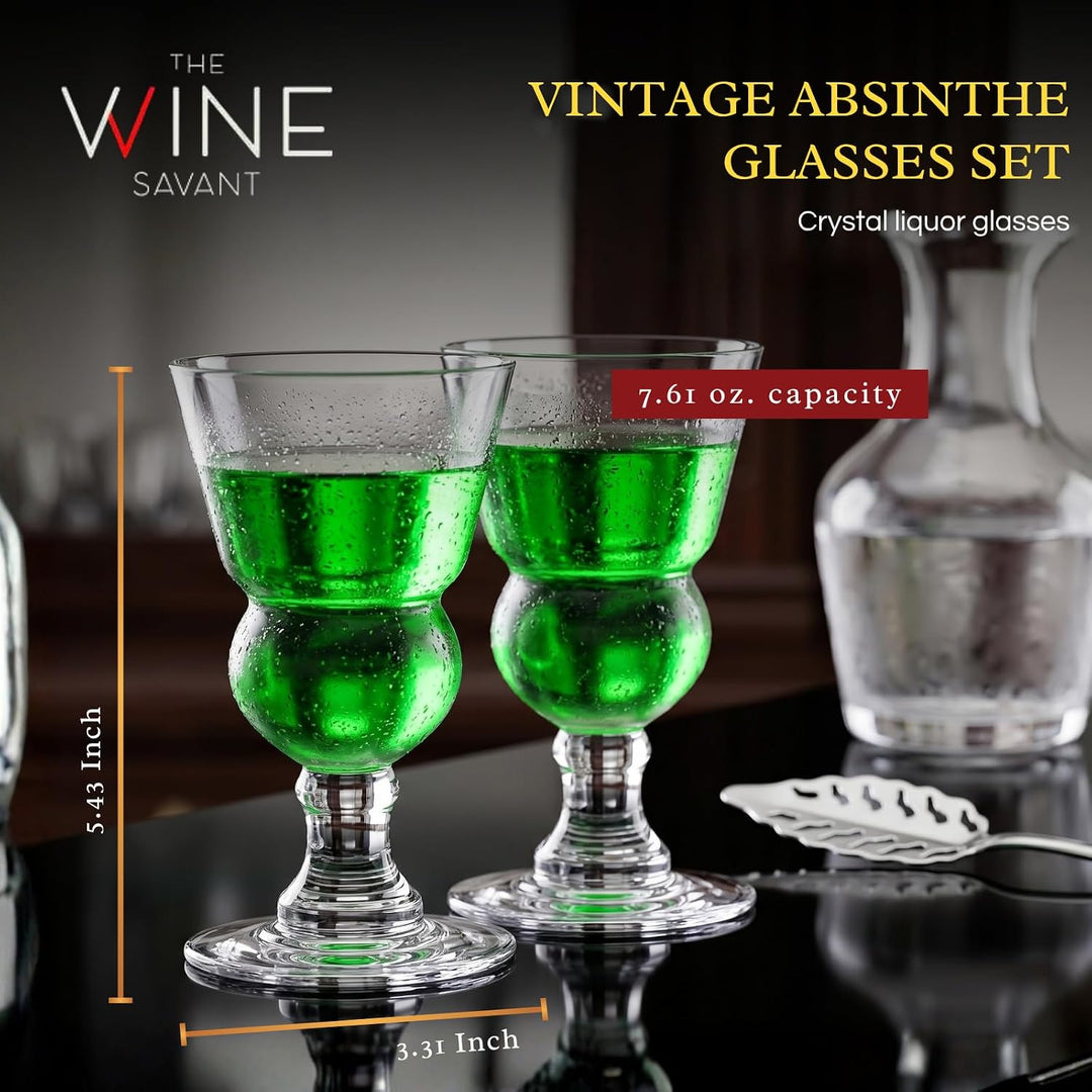 The Wine Savant Absinthgläser im Vintage-Stil, mit Stiel, klassisch, mit Schweizer Blasenbehälter, i