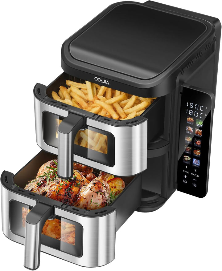 Klappbarer Farbbildschirm 5,5 L &amp;5,5 L (11 L) 2800 W (200 °C) 12 voreingestellte Modi-Stacked Dual B