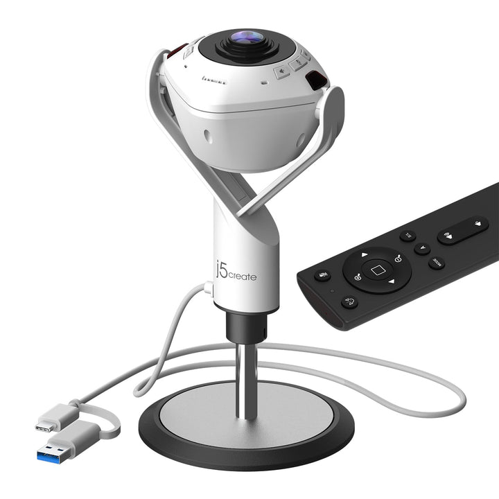 j5create 360 AI-Powered Meeting Webcam mit Freisprecheinrichtung, Smart-Tracking, Auto-Framing, 1080