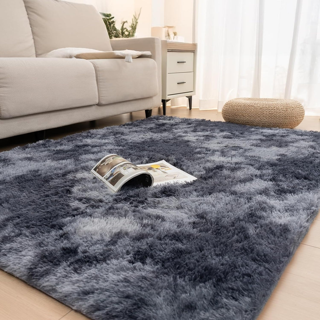 Vamcheer Hochflor Wohnzimmerteppich 80 x 150 cm, Flauschig, Waschbar Dunkelgrau 80 x 150 cm, Dunkelg