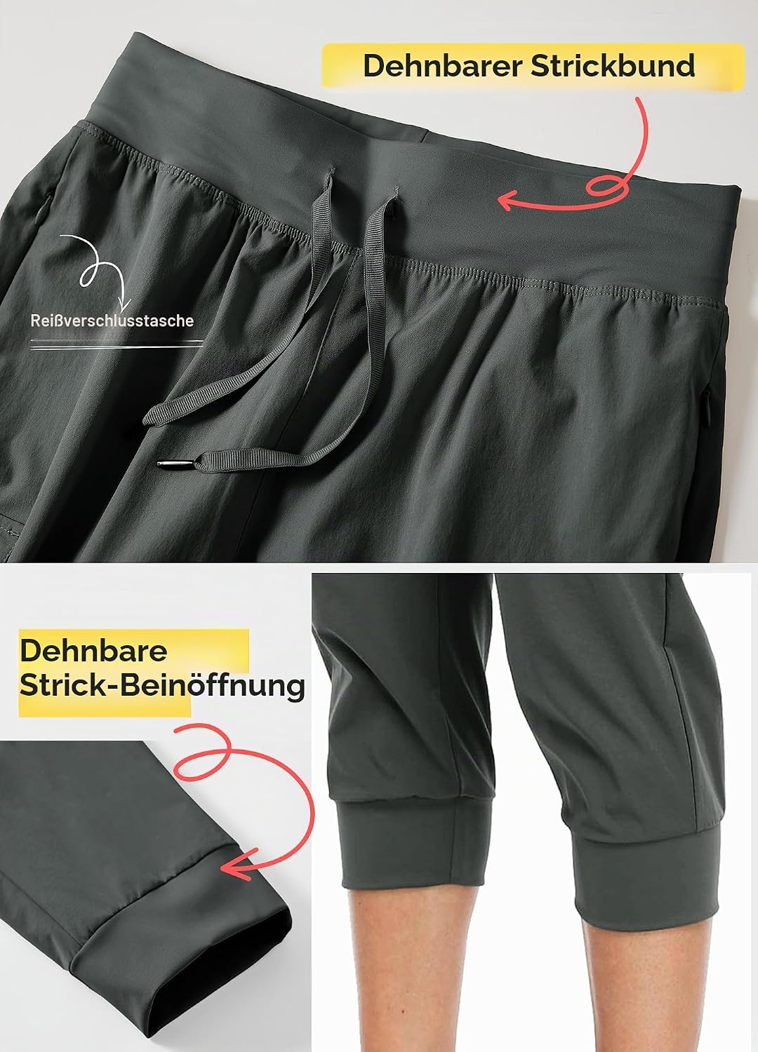 WILLIT Damen Caprihose Cargohose Jogginghose leicht Wanderhose für Workout Outdoor Schnelltrocken At