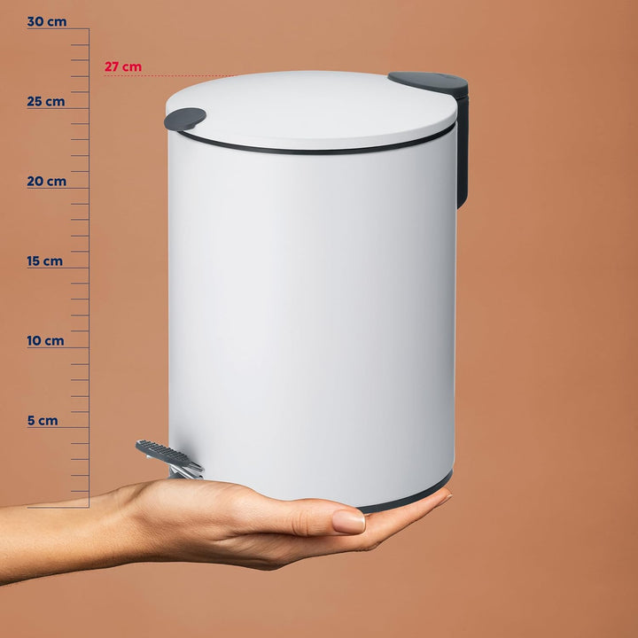 kela Kosmetikeimer Mats, 5 L, Ø 20,5 cm, Metall, weiss, Silent-Close, herausnehmbarer Inneneimer mit