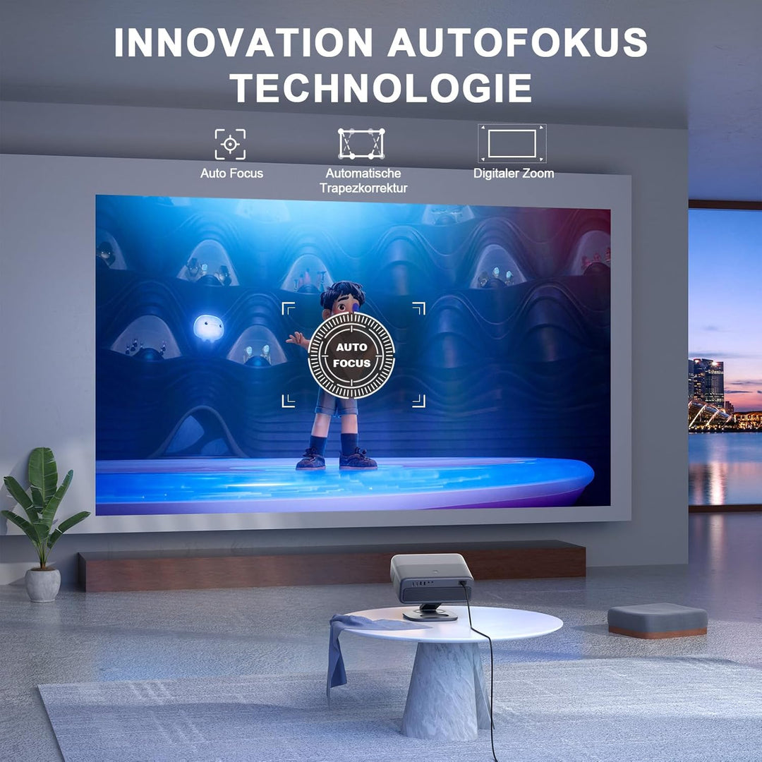 Smart Beamer 4K[Netflix Official &amp; 3D Dolby Audio] VISSPL 28000 Lumen Autofokus/Auto Trapezkorrektur