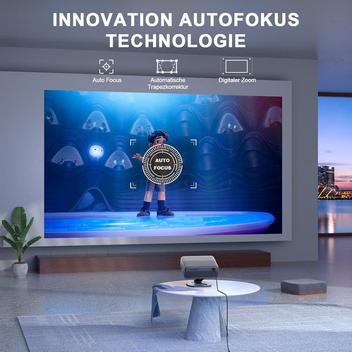 Smart Beamer 4K[Netflix Official &amp; 3D Dolby Audio] VISSPL 28000 Lumen Autofokus/Auto Trapezkorrektur
