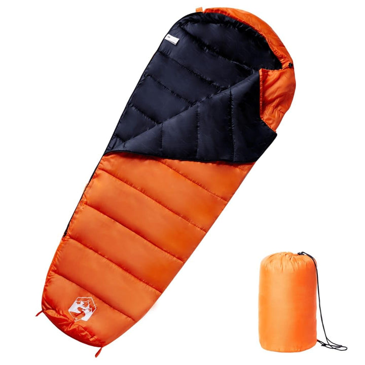 vidaXL Mumienschlafsack für Erwachsene Camping 3 Jahreszeiten Orange und Schwarz 1, Orange und Schwa