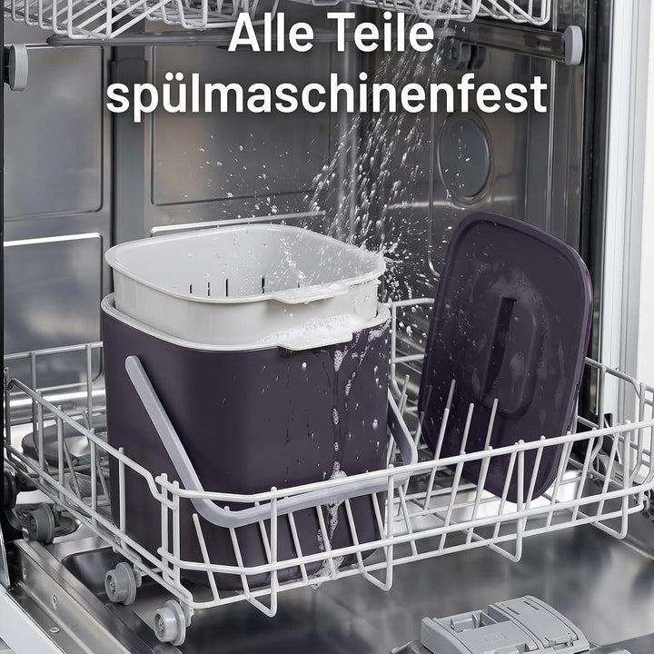 Biomülleimer Küche - 4L Komposteimer küche mit Deckel und Herausnehmbarer Sieb, Geruchsdicht Mülleim