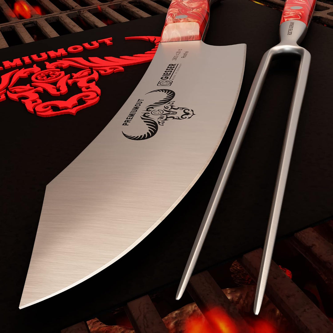 GIESSER seit 1776 - Made in Germany - PremiumCut, Red Diamond, Tranchier Set 2 teilig, Kochmesser 20