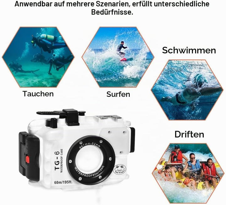 Sea frogs for Olympus TG-6 195FT/60M Underwater Camera Waterproof Diving housing Black (Housing + Re