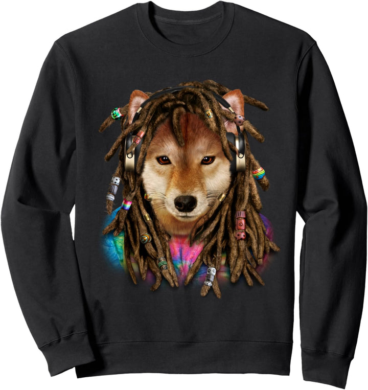 Shiba-Hund mit Reggae-Dreadlocks-Haaren Sweatshirt