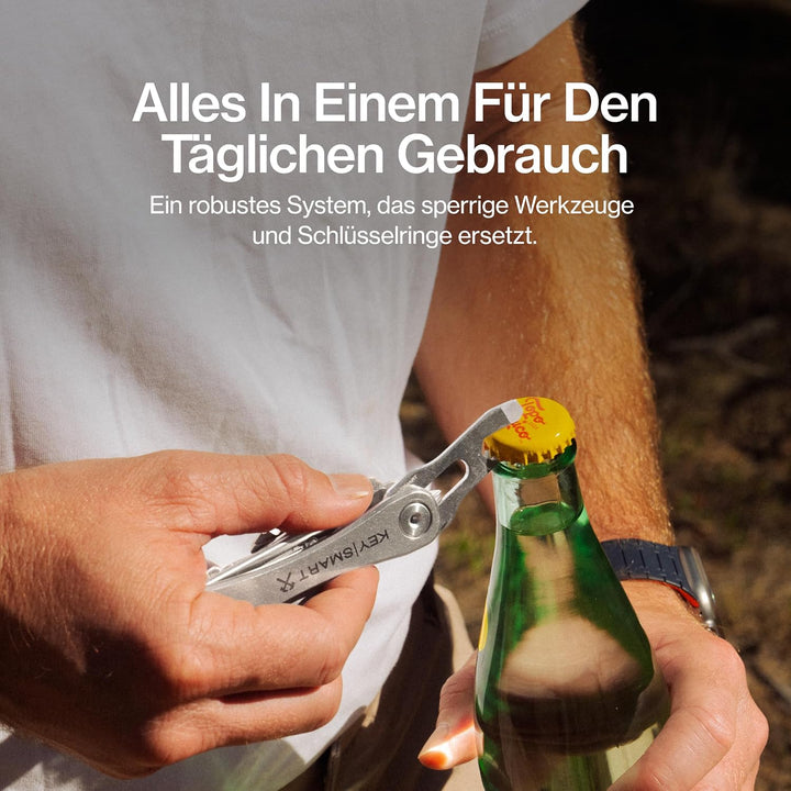 KeySmart Rugged - Multi-Tool Schlüsselhalter mit dem Flaschenöffner und Taschen Clip (bis zu 14 Schl