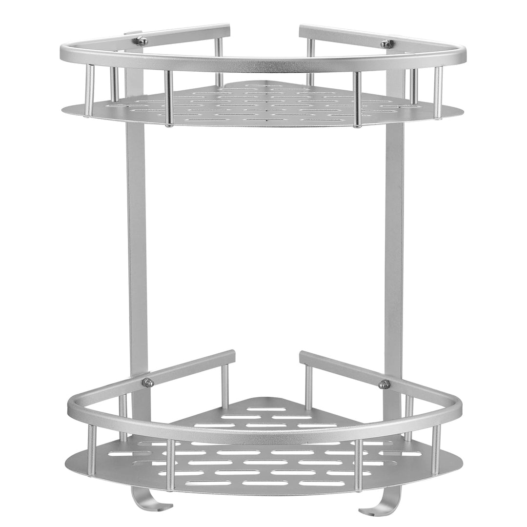 GERUIKE Duschkorb Ohne Bohren Ecke - Badezimmer Regal Silber - Duschregal Ecke Badezimmer Organizer,