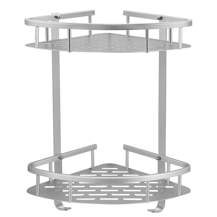 GERUIKE Duschkorb Ohne Bohren Ecke - Badezimmer Regal Silber - Duschregal Ecke Badezimmer Organizer,