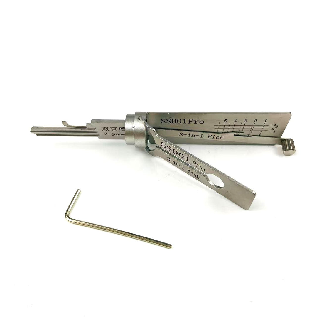 SS001 Tools Dietrich-Werkzeug für Doppel-Rillen-Türschloss, Pro 2-in-1 Decoder und Pick-Werkzeuge, S