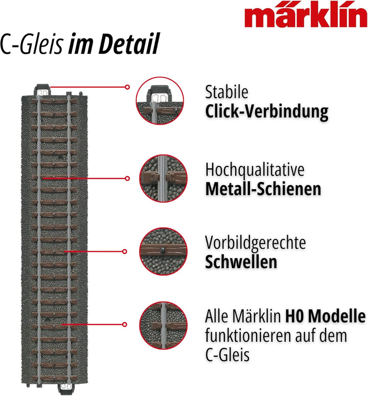 Märklin 24711 – Schlanke Weiche links, C-Gleis, Spur H0