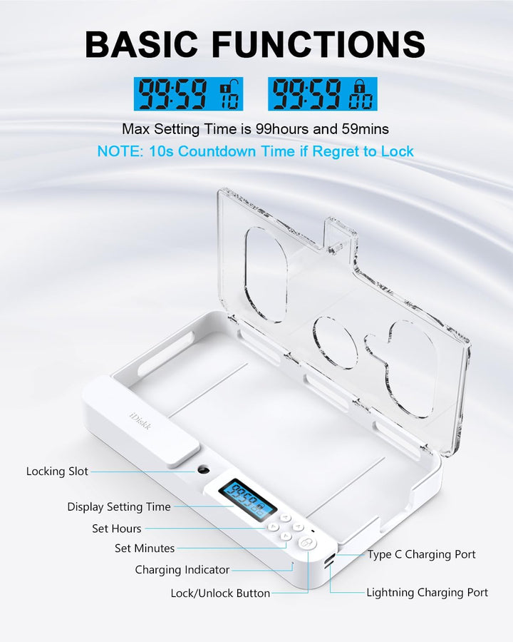 iDiskk Handy Timer Box Händy Gefängnis, Universal Handy Safe Schlossbox für alle iPhones und die mei