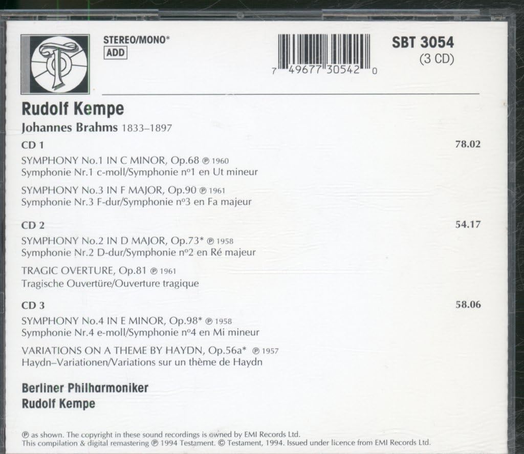Brahms - 4 Sinfonien, Audio-CD