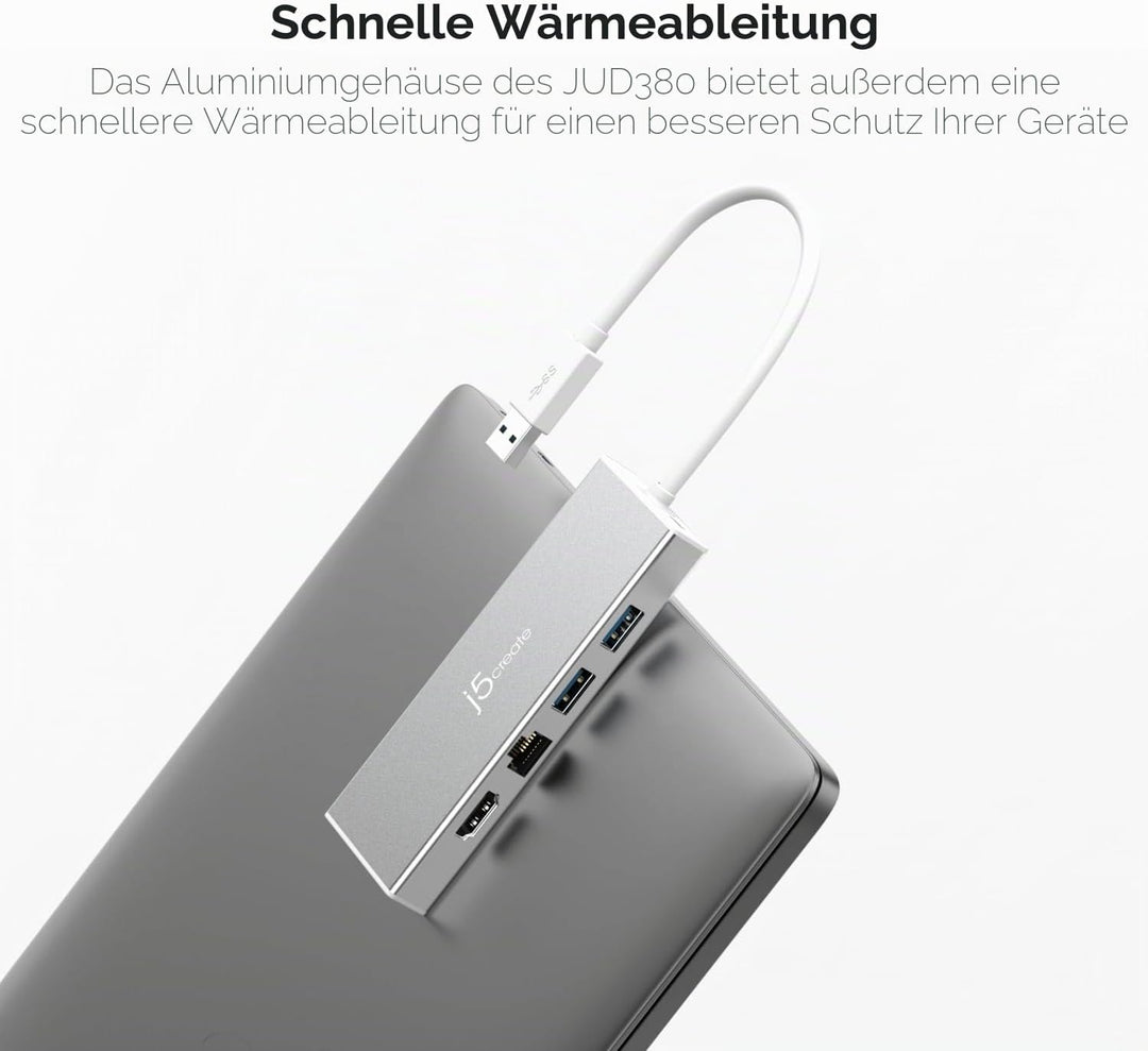 j5create USB 3.0 Hub mit HDMI, VGA, RJ45 Gigabit Ethernet, 2xUSB-A 3.1 - Schnelle Datenübertragung f