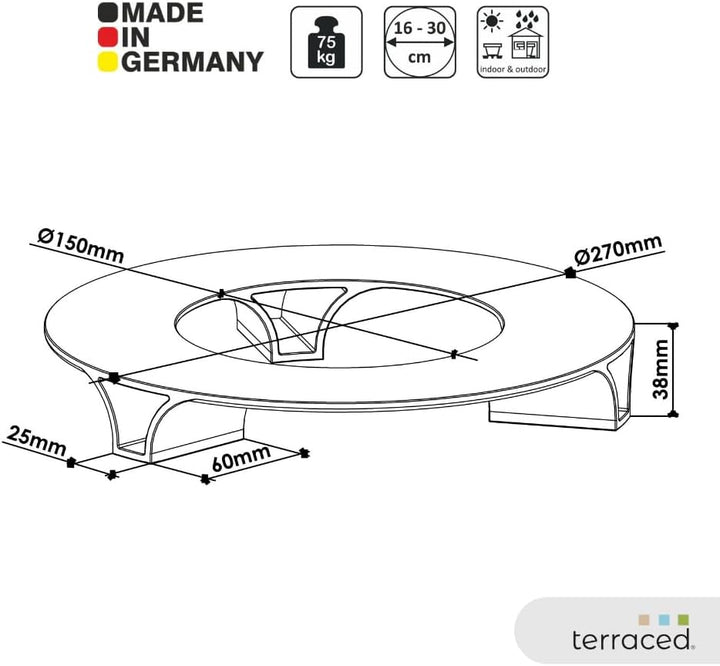 2er Set - Blumentopf Untersetzer - Farbe: Terrakotta - Rund - 27cm Durchmesser – Untersetzer Blument