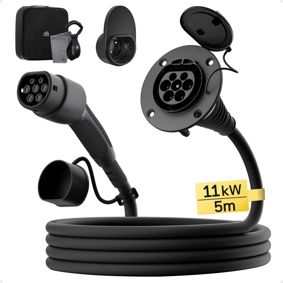 dé Typ 2 Verlängerungskabel für Wallbox[5m, 11kW, 16A] 3-phasig Ladekabel 11kW 5m, 11kW 5m